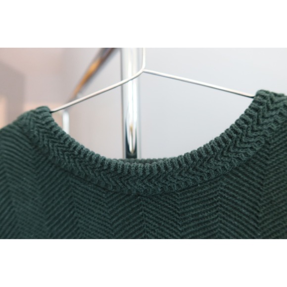 VTG Chaps Ralph Lauren Green Chevron Hand Framed Knit Sweater L Crown Logo - Picture 4 of 7